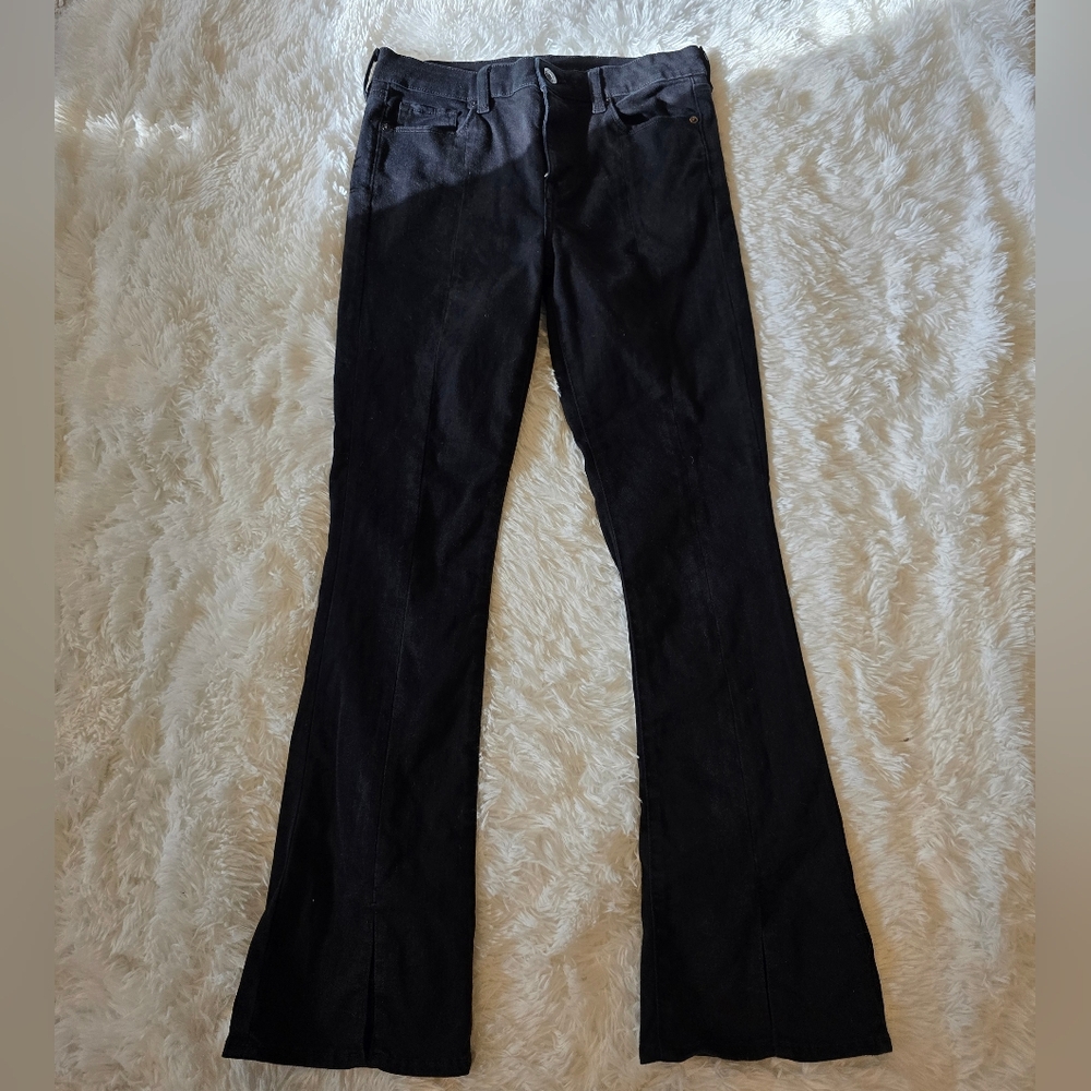 American Eagle Outfitters Black Split Bootcut Jean. Size 10. GUC.